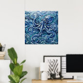 Blauwe Octopus Zeeleven Poster (Thuiskantoor)