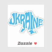 Blauwe Oekraïense kaart met inscriptie Oekraïne Sticker (Vel)