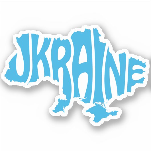 Blauwe Oekraïense kaart met inscriptie Oekraïne Sticker (Voorkant)