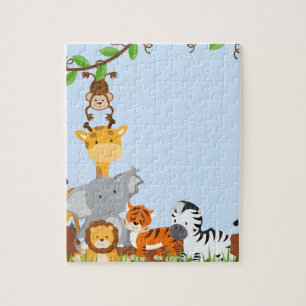 Blauwe Oerwoud Babydieren Puzzels