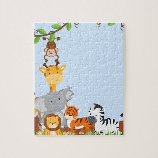 Blauwe Oerwoud Babydieren Puzzels (Verticaal)