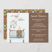 Blauwe Oerwoud Neursery Baby Shower Invitaties Kaart (Voorkant / Achterkant)