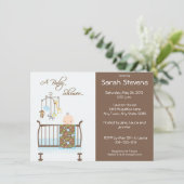 Blauwe Oerwoud Neursery Baby Shower Invitaties Kaart (Staand voorkant)