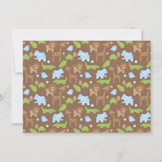 Blauwe Oerwoud Neursery Baby Shower Invitaties Kaart (Achterkant)