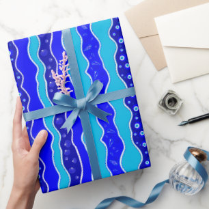 Blauwe oester Evil Eye kraal Cadeaupapier