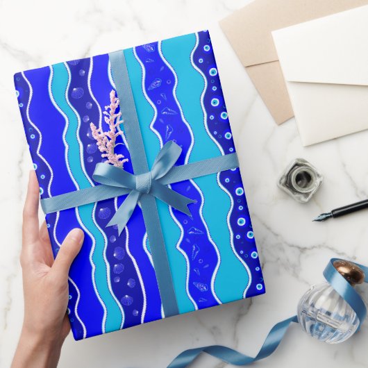 Blauwe oester Evil Eye kraal Cadeaupapier (Geschenken)