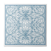  blauwe oester Shell en Seaweed Art Nouveau Tegeltje (Voorkant)