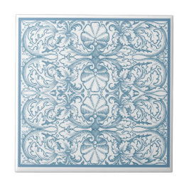 blauwe oester Shell en Seaweed Art Nouveau Tegeltje