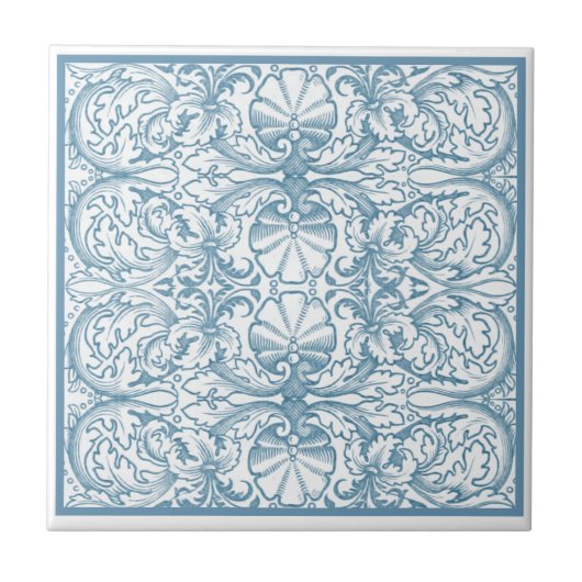 blauwe oester Shell en Seaweed Art Nouveau Tegeltje (Voorkant)