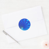 Blauwe oester spiraal ronde sticker (Envelop)