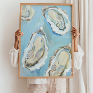 Blauwe Oesters Keuken Kust Zeevruchten Muurkunst Poster