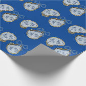 Blauwe oesters op blauw cadeaupapier (Hoek)