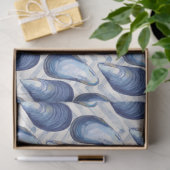 Blauwe oesters op chevron achtergrond tissuepapier (Geschenk)