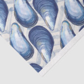 Blauwe oesters op chevron achtergrond tissuepapier (Detail)