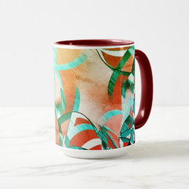 Blauwe of cyaanstrepen boven bijtend roodachtig si mok