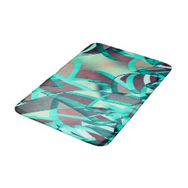 Blauwe of cyaanstrepen op rood, geboord afbeelding badmat