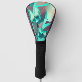 Blauwe of cyaanstrepen op rood, geboord afbeelding golfheadcover