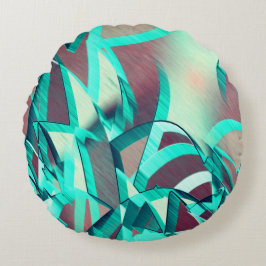 Blauwe of cyaanstrepen op rood, geboord afbeelding rond kussen