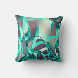 Blauwe of cyaanstrepen over rood, geboord afbeeldi kussen