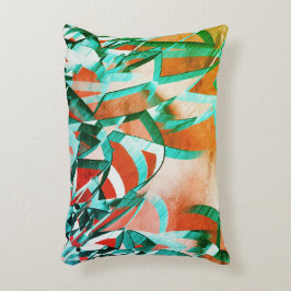 Blauwe of cyaanstrepen over roodroodachtig sinaasa accent kussen