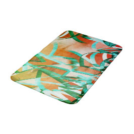 Blauwe of cyaanstrepen over roodroodachtig sinaasa badmat