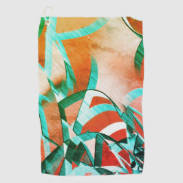 Blauwe of cyaanstrepen over roodroodachtig sinaasa golfhanddoek