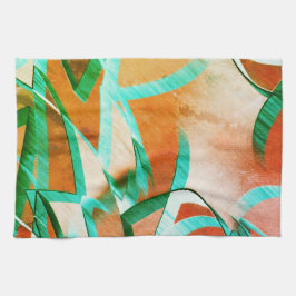 Blauwe of cyaanstrepen over roodroodachtig sinaasa theedoek