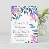 Blauwe of Roze Baby Onthullen Douche uitnodiging (Staand voorkant)