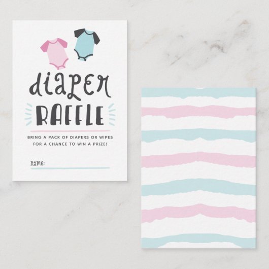 Blauwe of Roze Baby Onthullen Feestluier Raffle Informatiekaartje (Voorkant / Achterkant)