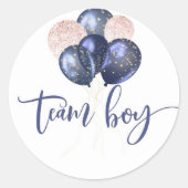 Blauwe of roze ballonnen die het team onthullen ronde sticker (Voorkant)