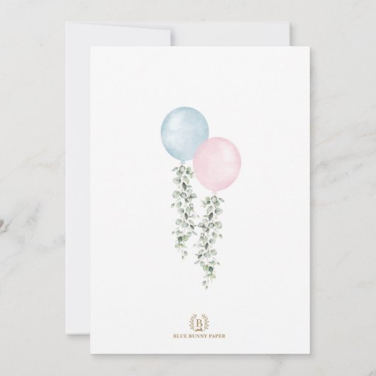 Blauwe of roze ballonnen Eucalyptus Gender onthull Kaart (Achterkant)
