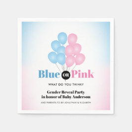 Blauwe of roze ballonnen Genderfeest Servet