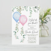 Blauwe of roze ballonnen groen geslacht onthullen kaart (Staand voorkant)