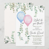 Blauwe of roze ballonnen groen geslacht onthullen kaart (Voorkant / Achterkant)