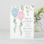 Blauwe of roze ballonnen groen geslacht onthullen kaart (Staand voorkant)