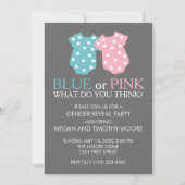 Blauwe of roze geslachtelijke feestelijke uitnodig kaart (Voorkant)