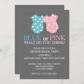 Blauwe of roze geslachtelijke feestelijke uitnodig kaart (Voorkant / Achterkant)