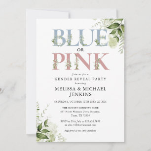 Blauwe of Roze Groene Letter Geslacht Onthulling F Kaart