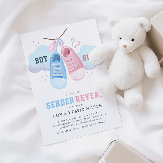 Blauwe of roze sneaker genderonthulling kaart