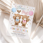 Blauwe of roze Teddy Bear Balloons Geslacht Kaart