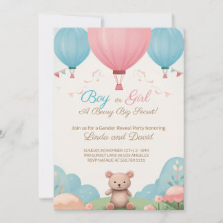 Blauwe of roze Teddy Bear Geslacht Partij Kaart
