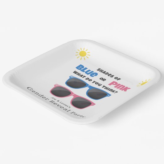 Blauwe of Roze Zonnebril Zomer Geslacht onthullen Papieren Bordje (Gebogen)