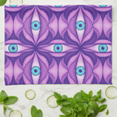Blauwe Ogen Abstract Botanisch Paars Bloempatroon Theedoek (Gevouwen)