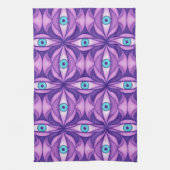 Blauwe Ogen Abstract Botanisch Paars Bloempatroon Theedoek (Verticaal)