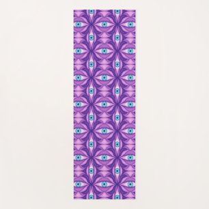 Blauwe Ogen Abstract Botanisch Paars Bloempatroon Yogamat