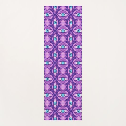 Blauwe Ogen Abstract Botanisch Paars Bloempatroon Yogamat (Voorkant)