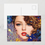 Blauwe Ogen Blond Abstract Briefkaart (Voorkant / Achterkant)