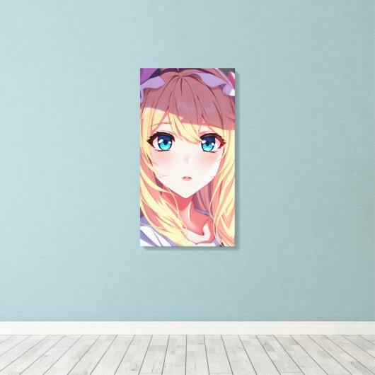 Blauwe ogen canvas afdruk (Insitu (Houten vloer))