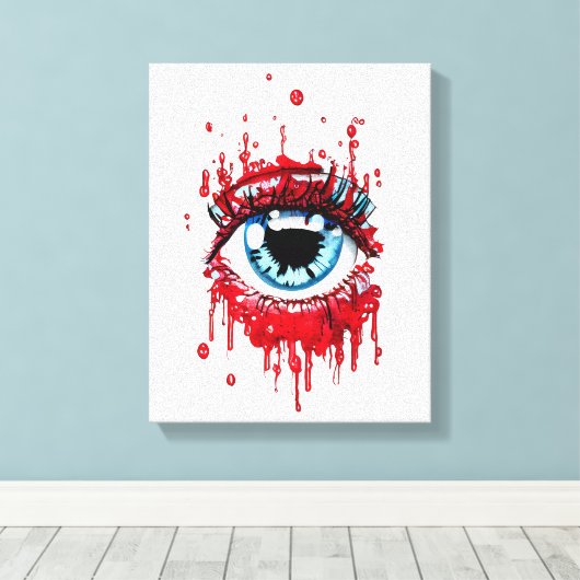 Blauwe ogen Driving Bloedhorror donkere gothic kun Canvas Afdruk (Insitu (Houten vloer))
