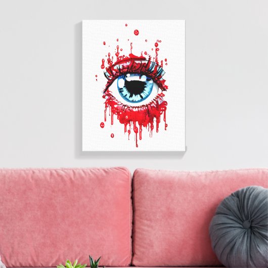 Blauwe ogen Driving Bloedhorror donkere gothic kun Canvas Afdruk (Insitu (Woonkamer))